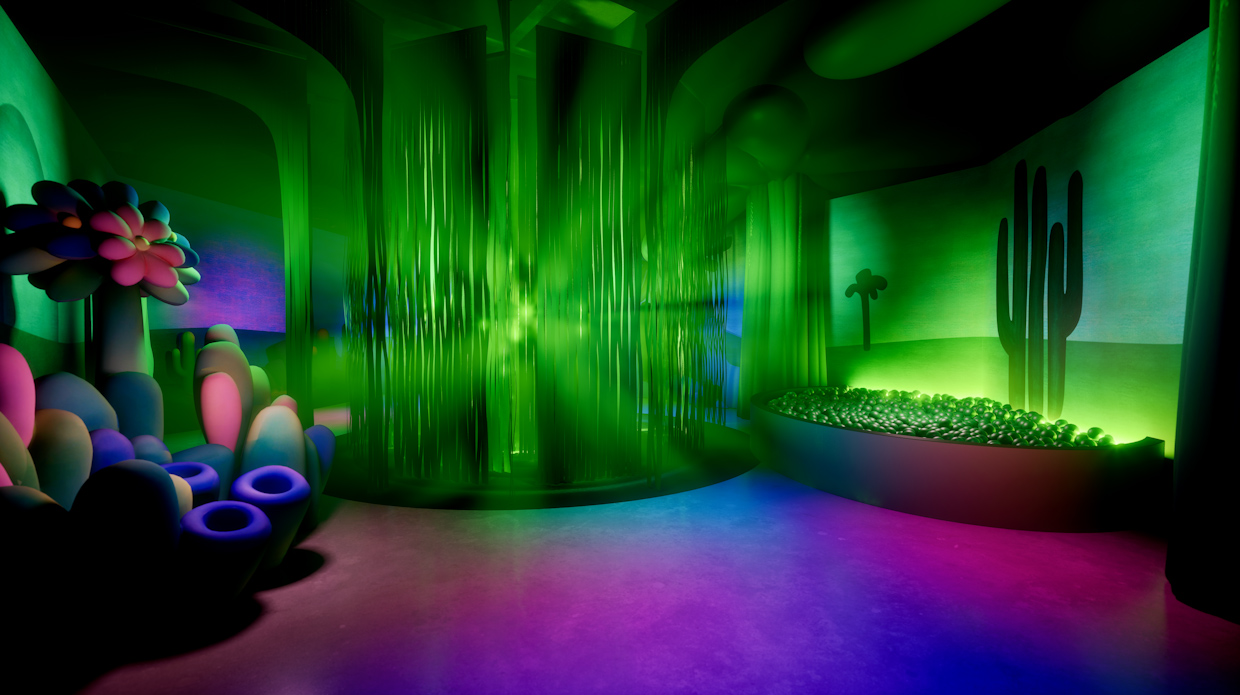 Reprodução em 3D do espaço expositivo da sala “Floresta Tarsiliana”. 
